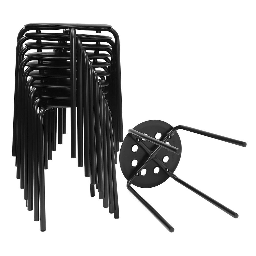 Set of 10 Portable Plastic Stack Stools 17.5" Height Backless Classroom Seating