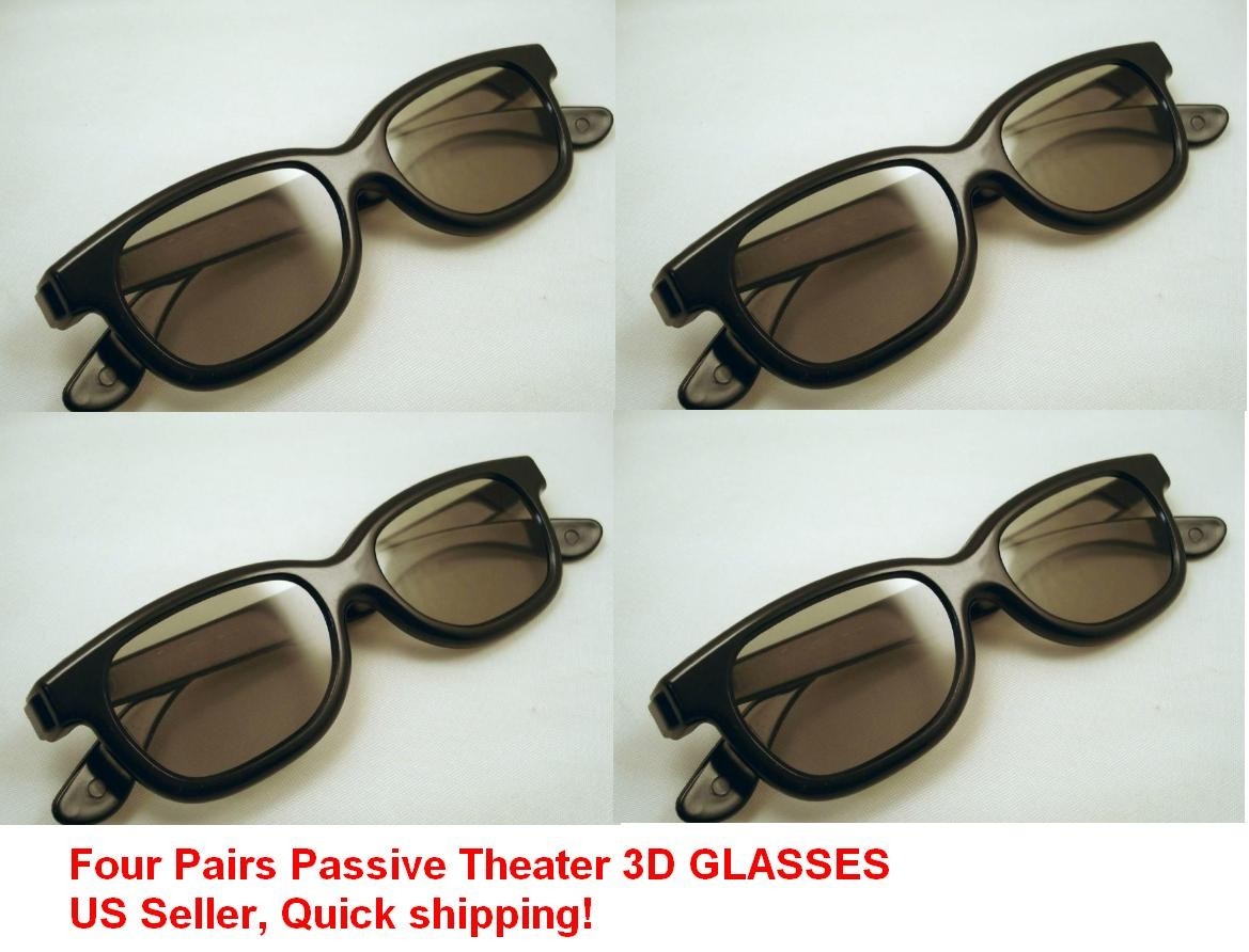 4 Pair Passive 3D Glass with Polarized Plastic Lenses for Vizio LG 3D glasses