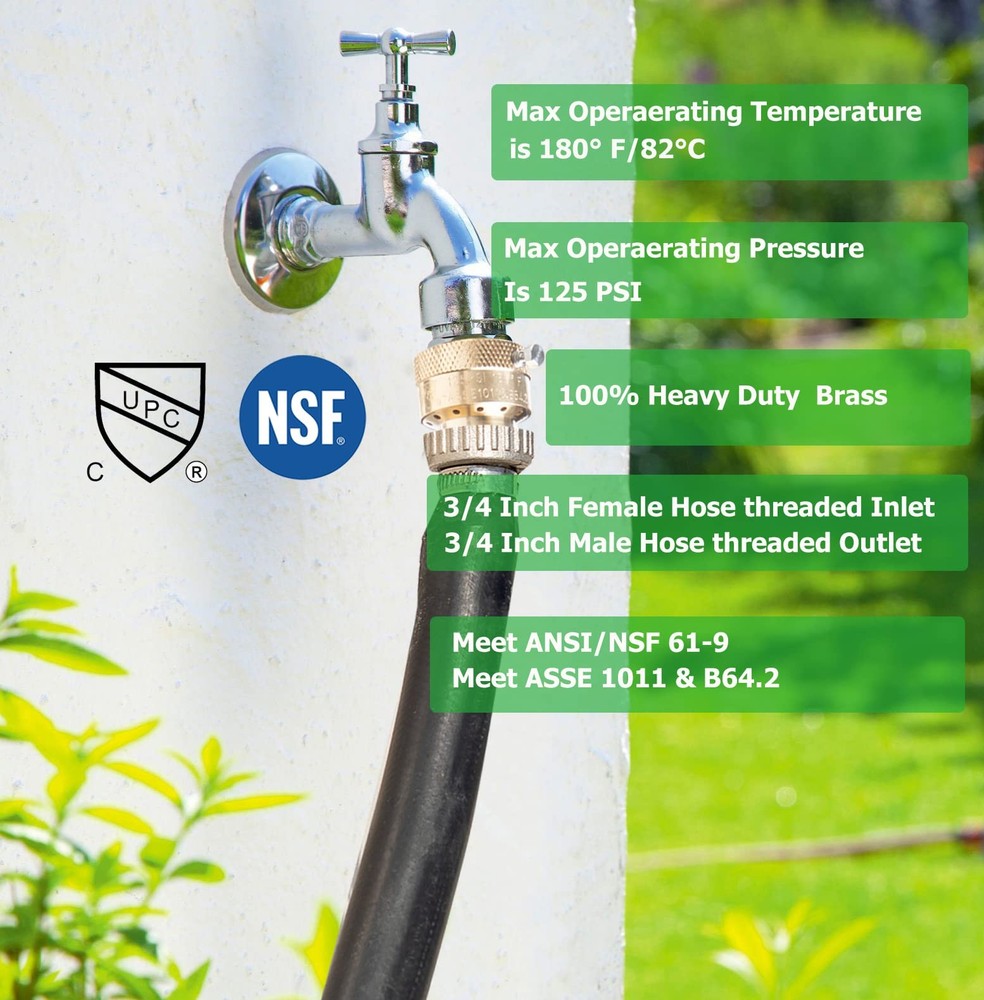 WHK Hose Bib Backflow Preventer 3/4 GHT thread backflow preventer, Copper