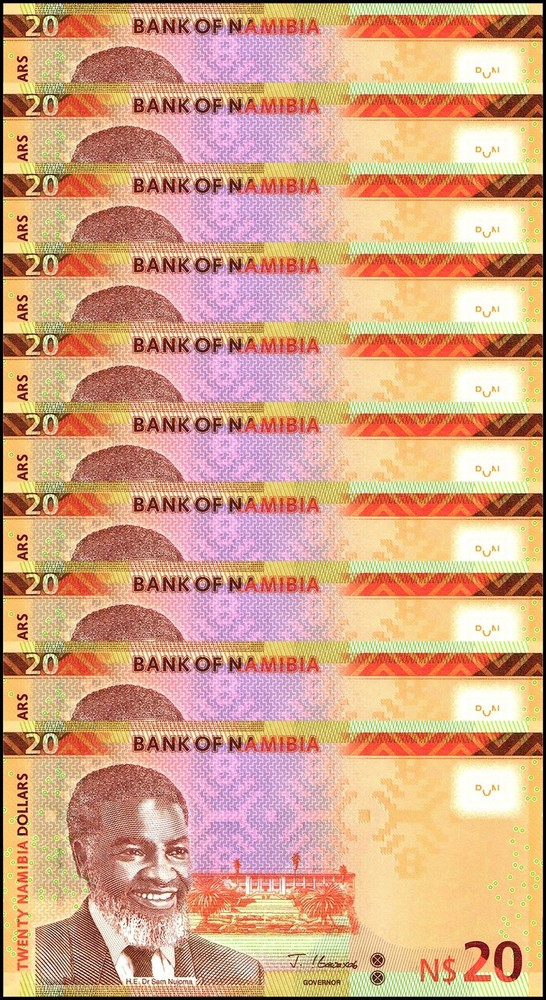 Namibia 20 Namibia Dollars, 2022, P-17a.3, UNC X 10 PCS