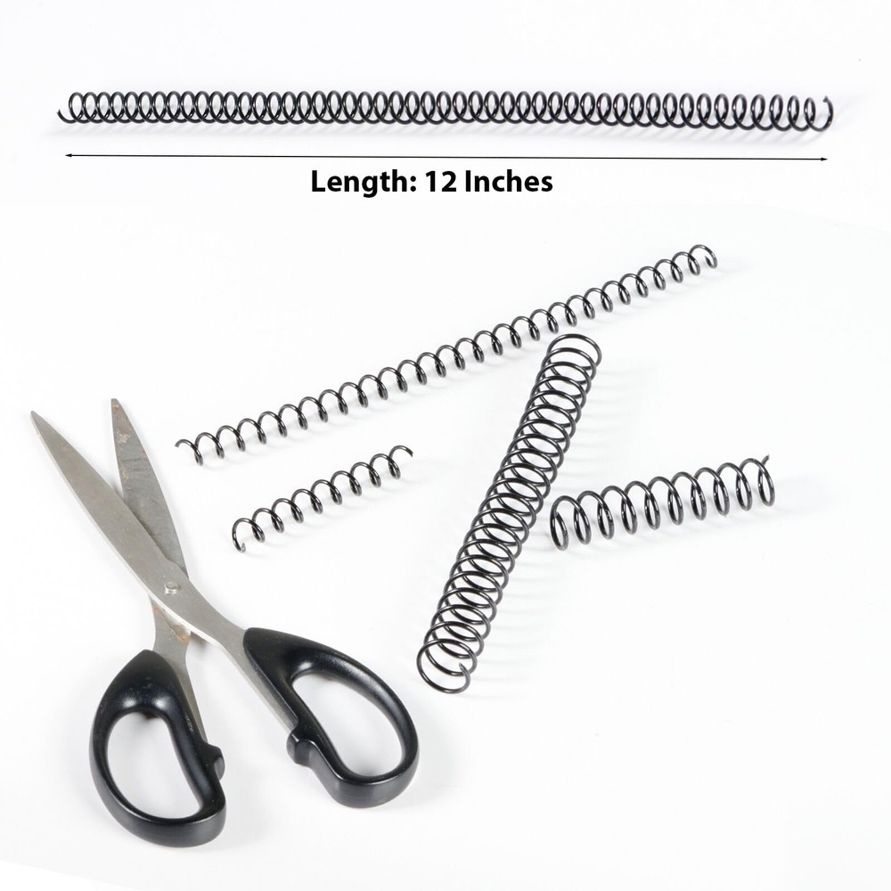 60 Pack Plastic Spiral Binding Coils, Multi Size, 3:1 Pitch, Black Binding Sp...