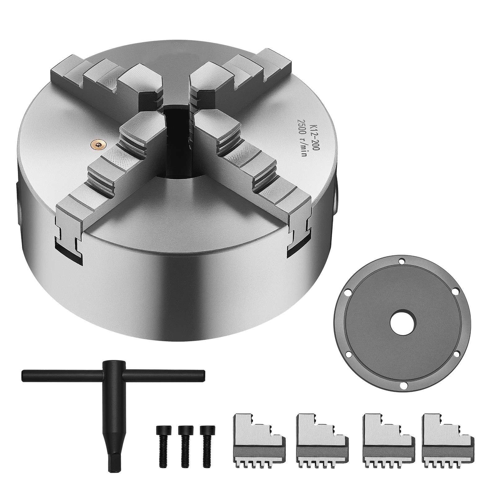 8 In 4-Jaw Self-Centering Lathe Chuck with 1 1/2 in-8 Backing Plate