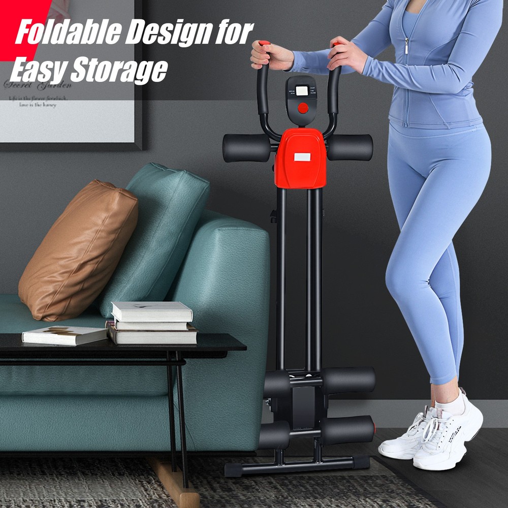 Foldable Adjustable Core Abdominal Trainer AB Crunch Workout Machine W/Display