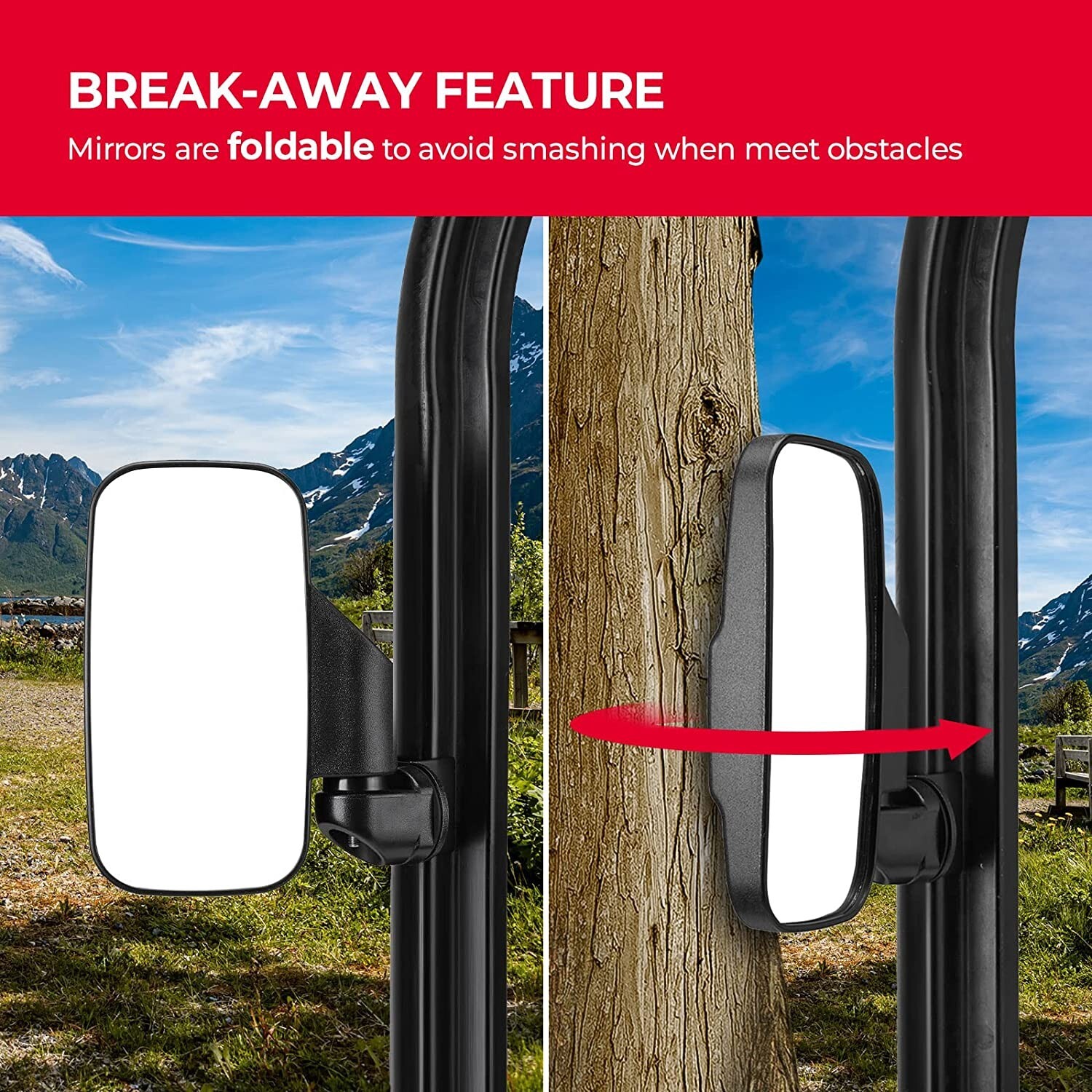 UTV Side Mirrors & Center Mirror For 2017-2024 Polaris Ranger 500 570 /900 /1000