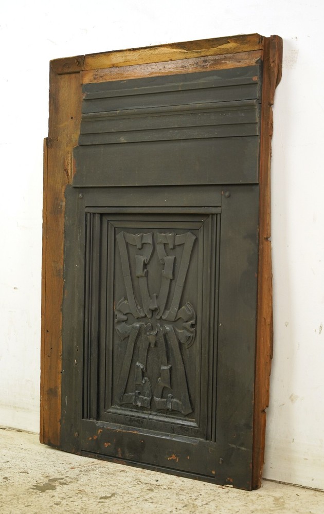 Reclaimed Carved Victorian Black Wood Panel