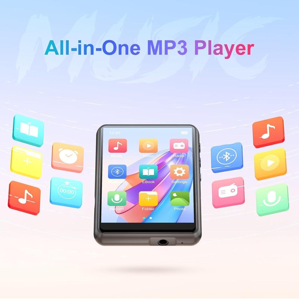 High-Quality 64GB Bluetooth MP3 Player with Touch Screen & Speaker - Gray