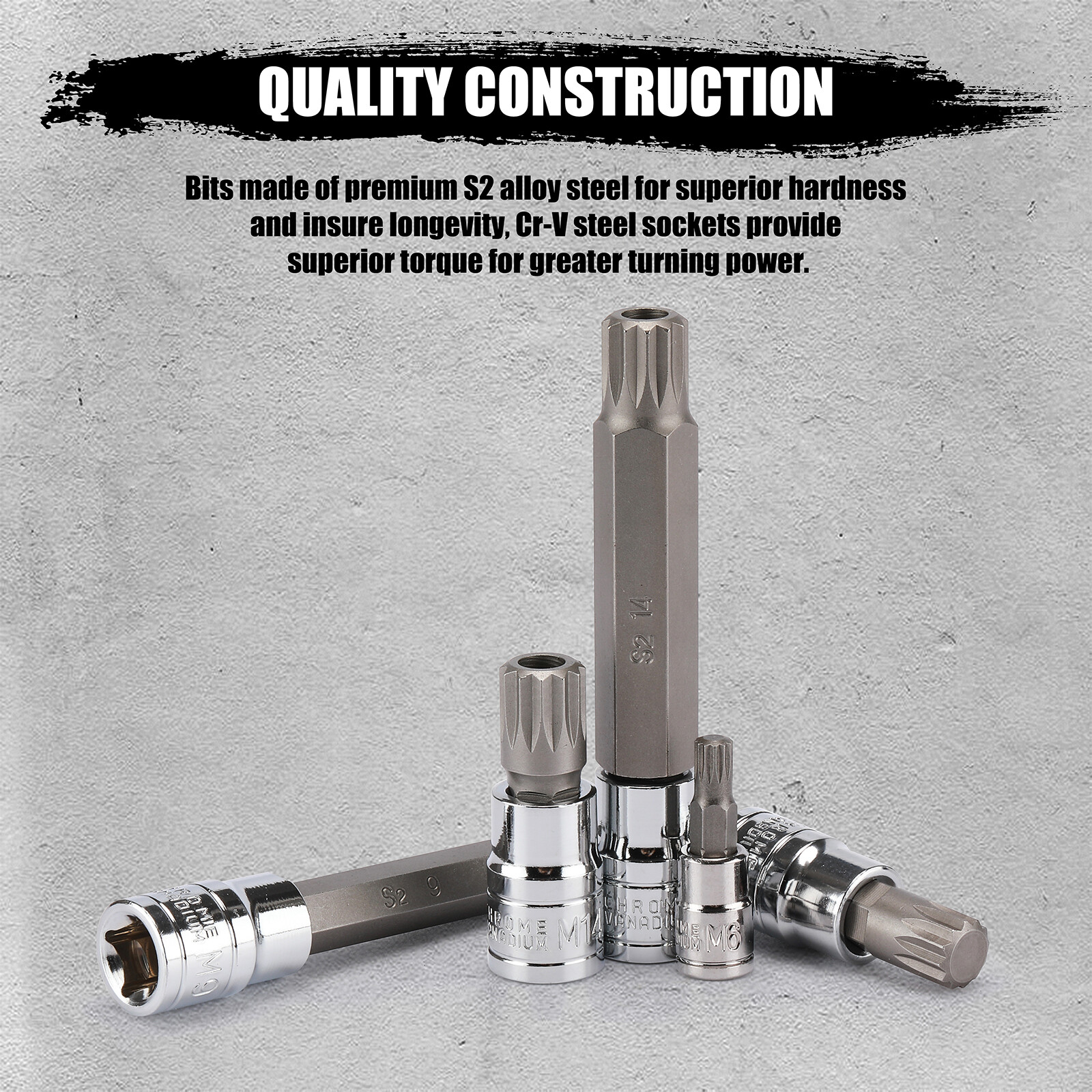 20 Pcs Spline Tip Bit Socket & XZN Triple Square Spline Bit Socket Set M4-M18