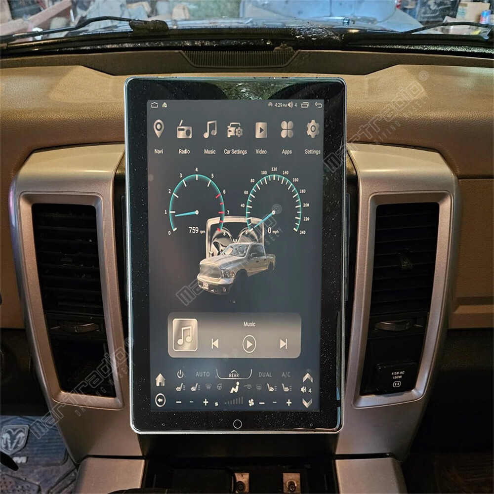 Android 14 CarPlay Rotated Car Radio GPS Stereo For 2009-2012 RAM 1500 2500 3500