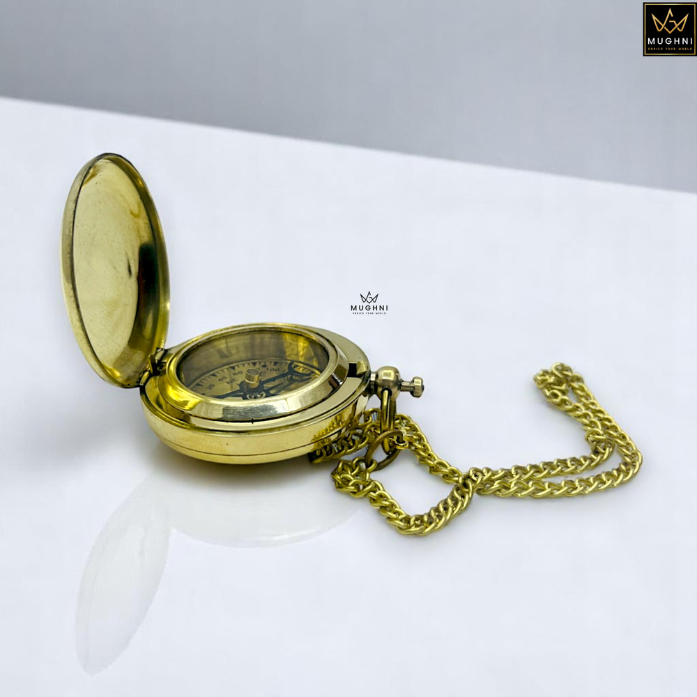 Brass Push Button Compass Chain Maritime Gift Nautical Decor Marine Lover Gift