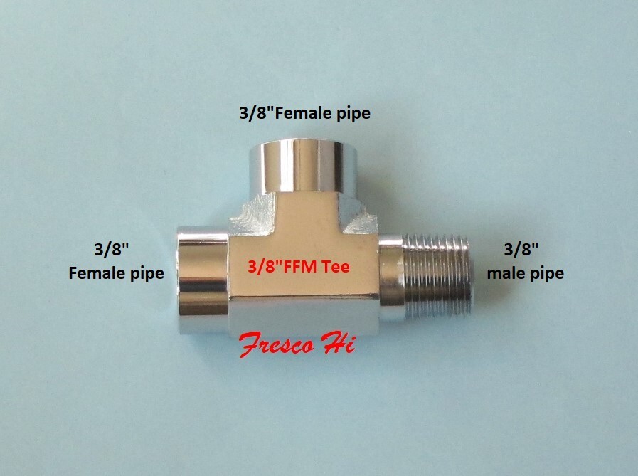 Lowrider Hydraulics 3/8" FFM Run Tee fitting Kit, Chrome & Polished, 1 unit
