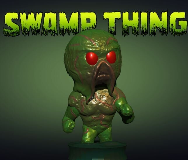 UNPAINTED Swamp Thing - DC Chibi Style 3D Printed Mini Figure BH