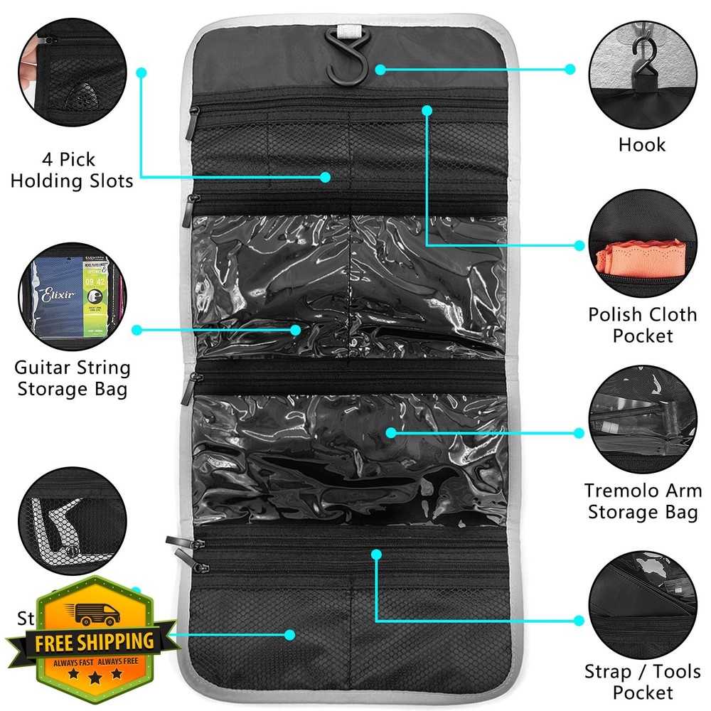 Musiin Guitar Accessory Organizer Bag Picks Strap Capo Holder