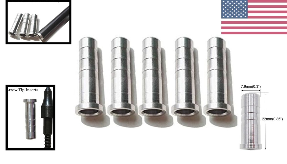 Aluminum Arrow Inserts 12-Pack Compatible with 6.0mm, 6.2mm, 7.6mm Shafts