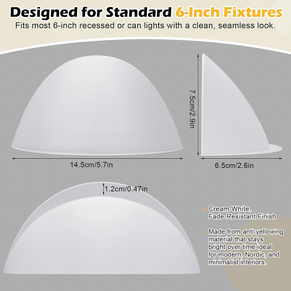 4-Pack Stick-On Half Shades Recessed Ceiling Lights Glare Blocker Light Diffuser