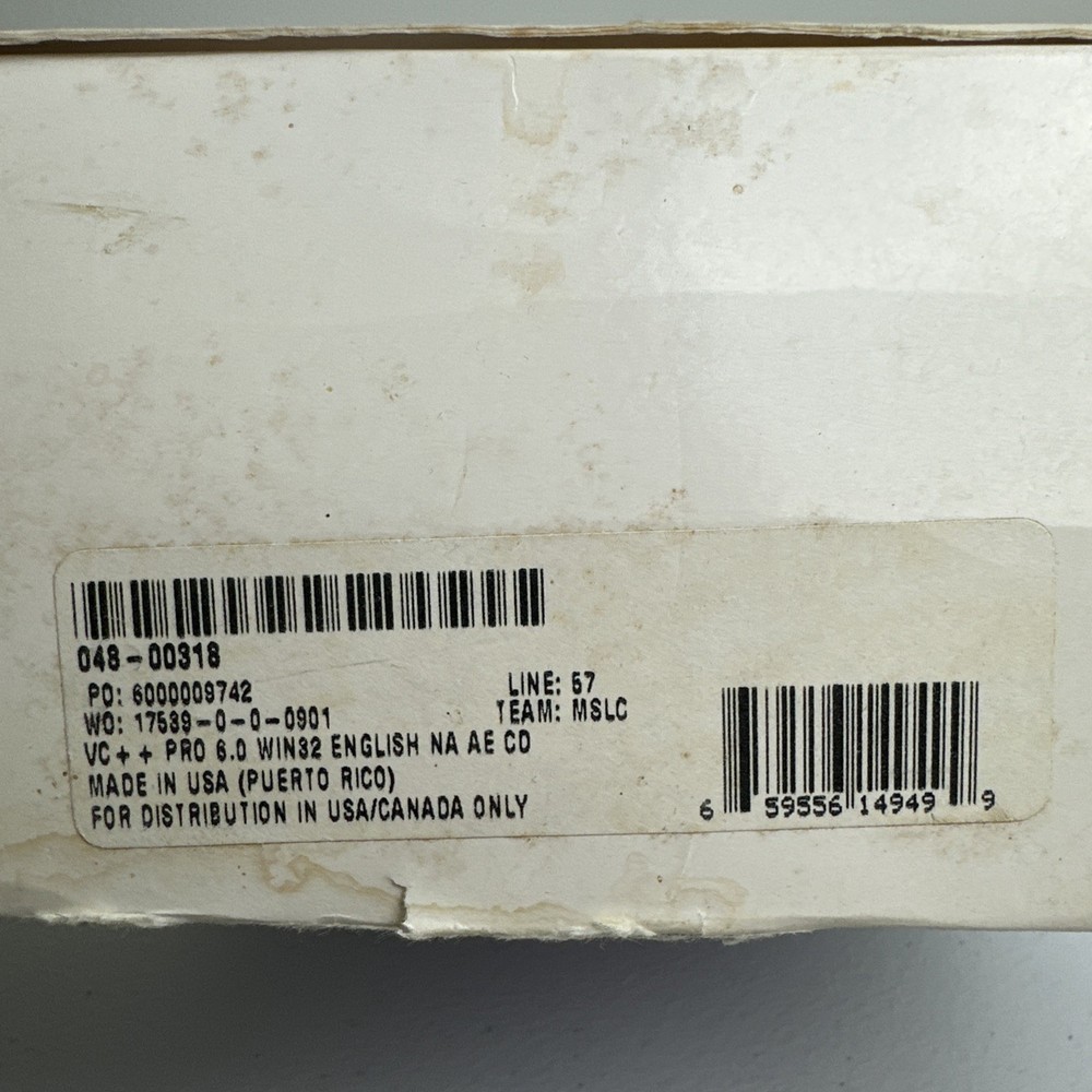 Microsoft Visual C++ 6.0 Professional Edition 1999 CD-ROM Windows