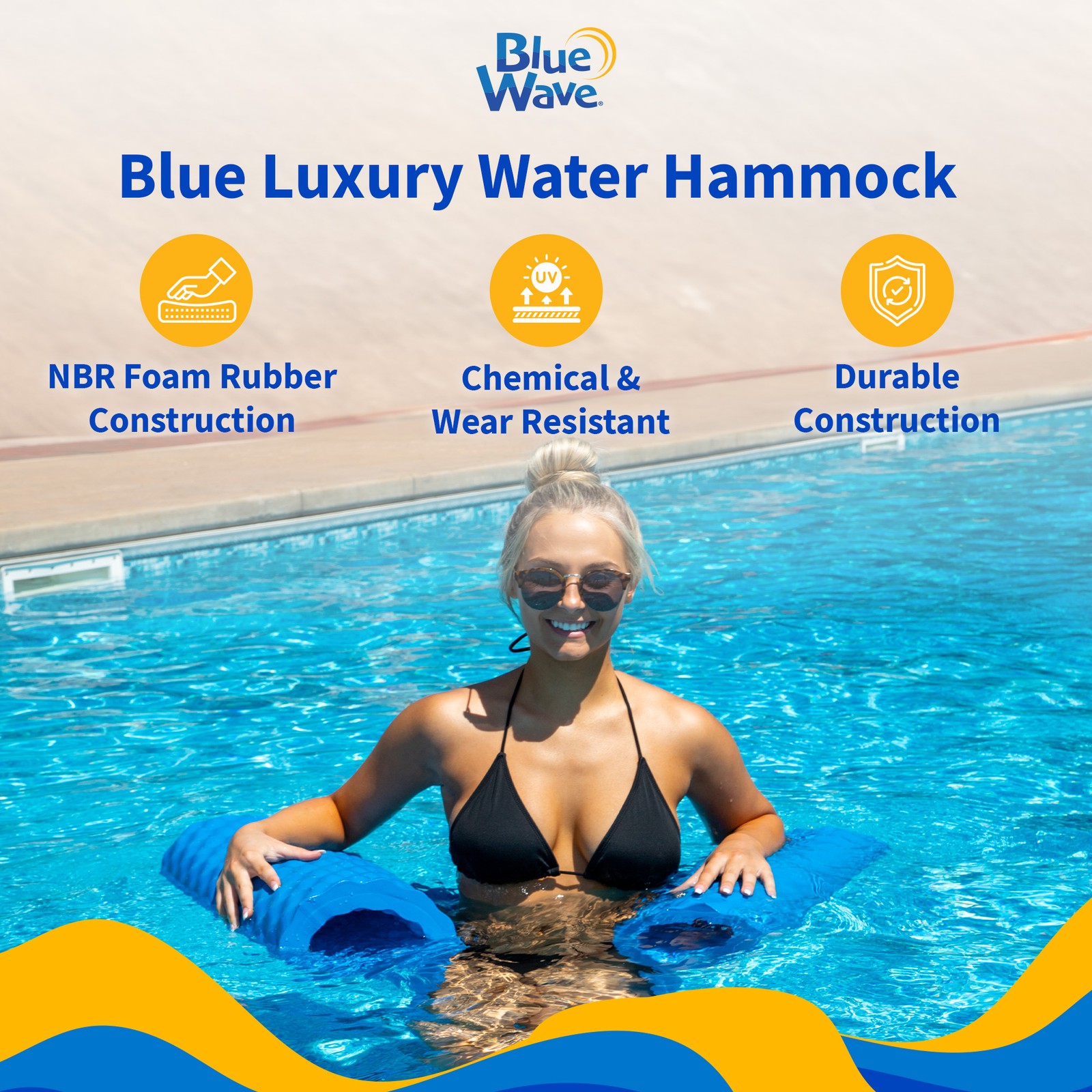 Water Hammock for Swimming Pools - Blue Luxury NBR Foam Rubber Float