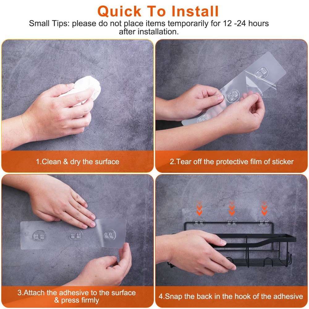 5Pack Shower Caddy Adhesive Shelves Organizer w/ 18 Hooks Rustproof Storage Rack