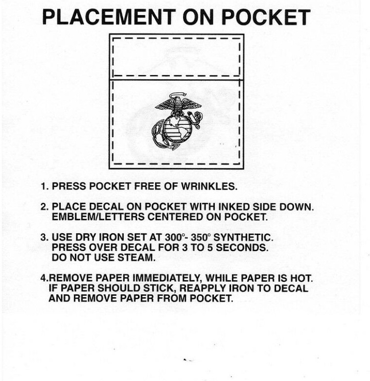 USMC Heat Transfer, Iron On, 3 Pack New Style UNICOR