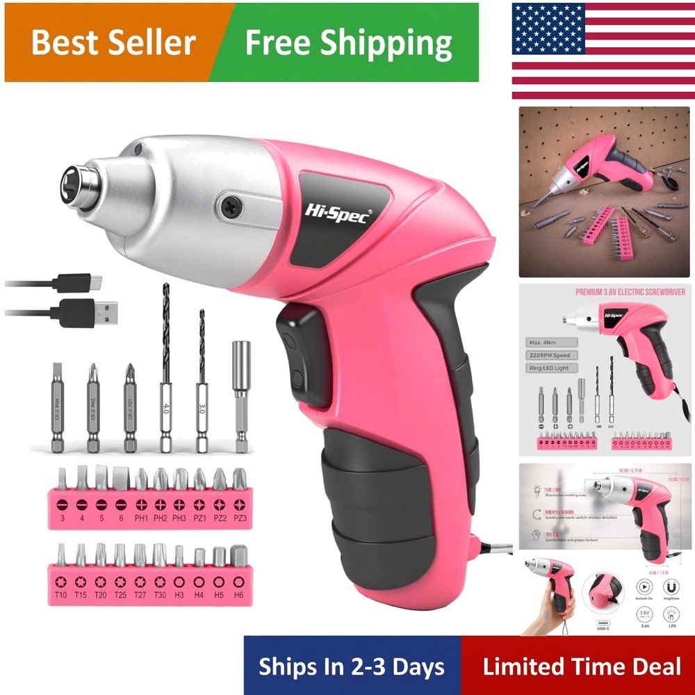 Rechargeable 3.6V Cordless Screwdriver with 26 Bits – Perfect for Small Projects