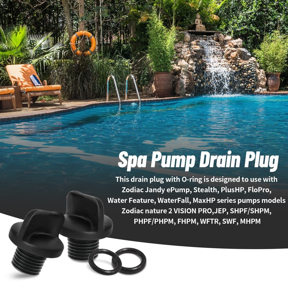 Adabuing R0446000 Pool Pump Drain Plug with O-Ring Replacement for black