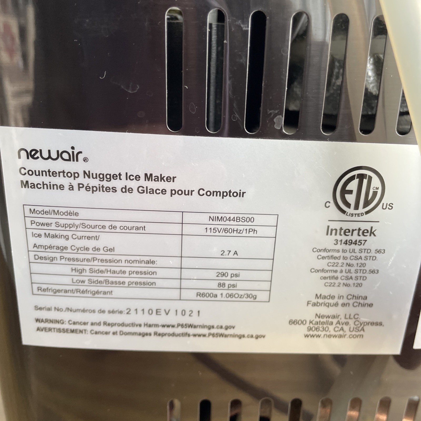 Newair 44lb Countertop Nugget Ice Maker NIM044BS00 Black