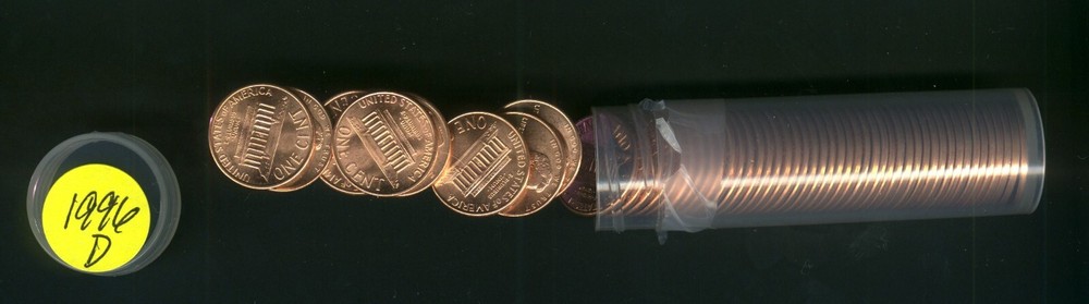 1996-D LINCOLN CENT BU RED ROLL