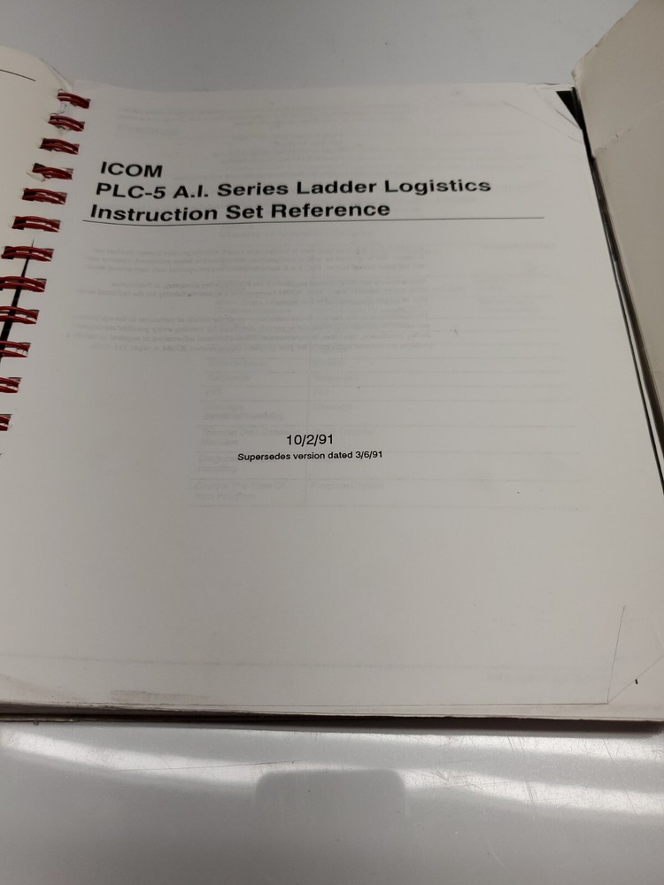 ICOM PLX-5 A.I. Series Ladder Logistics Instruction Software refrence