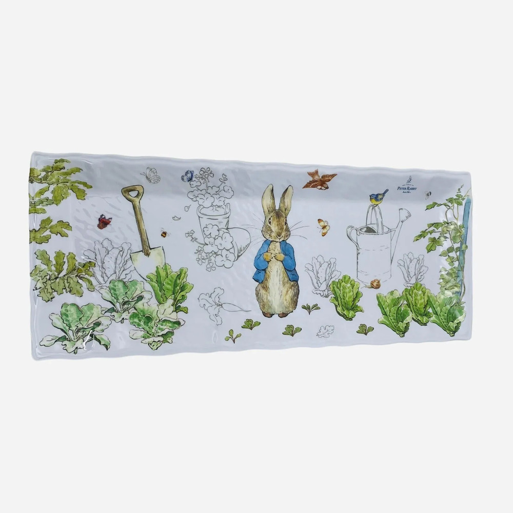 Beatrix Potter PETER RABBIT Spring Floral EASTER Serving Tray Platter 20” NEW