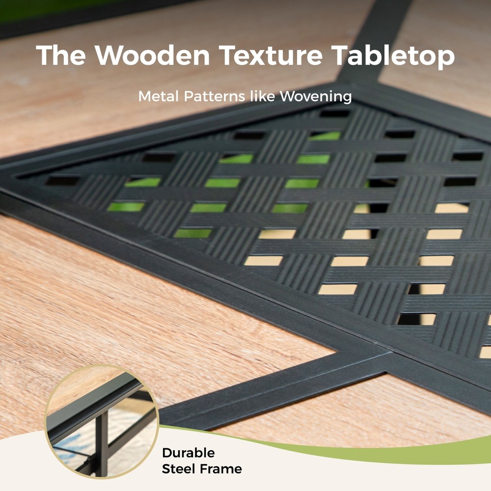 Outdoor Dining Table with 1.6''-2'' Umbrella Hole Patio Dining Table Rectangular