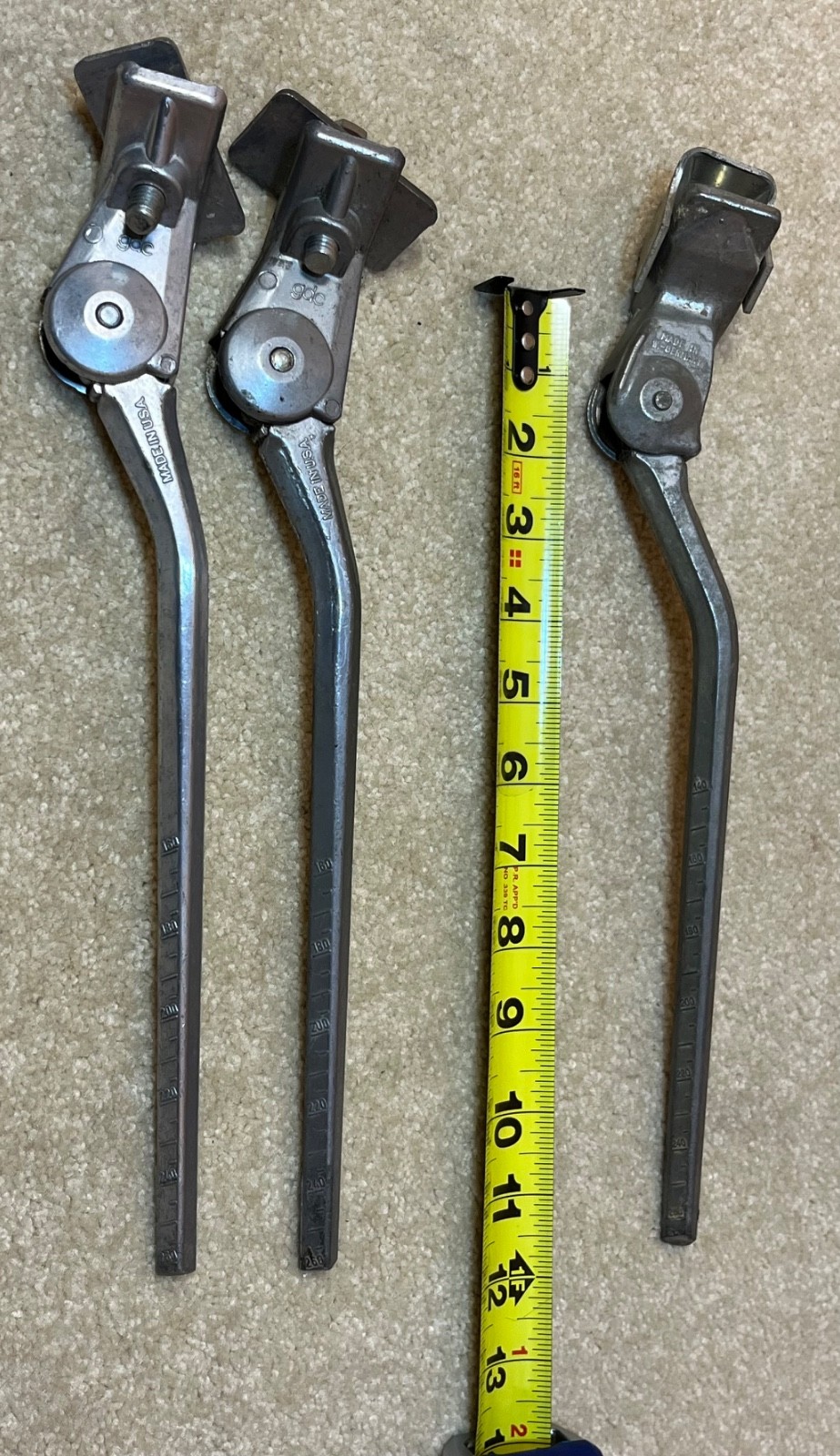 3 Greenfield Vintage Bicycle Kickstands 2 GDC 1 ESGE Aluminum Center Frame Mount