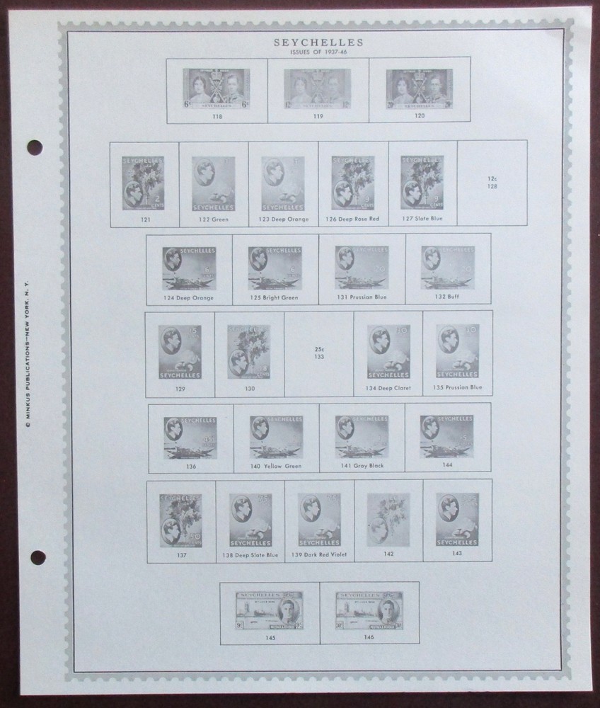 Seychelles : Clean Set of Unused Minkus Supreme Global Pages to 1968