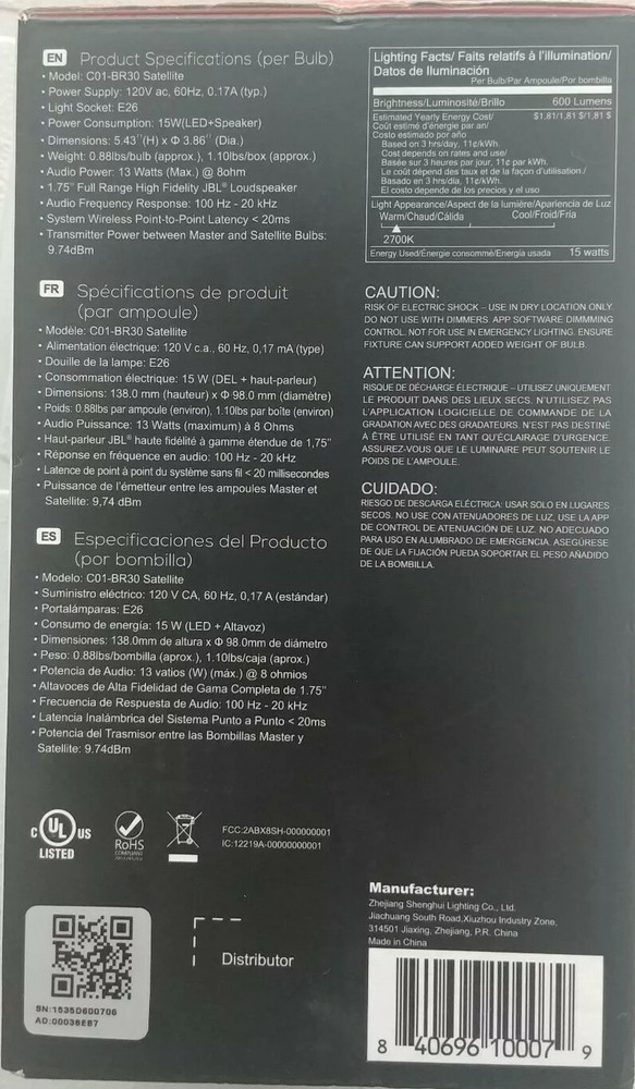 Sengled Pulse LED + Wireless Speaker C01-BR30