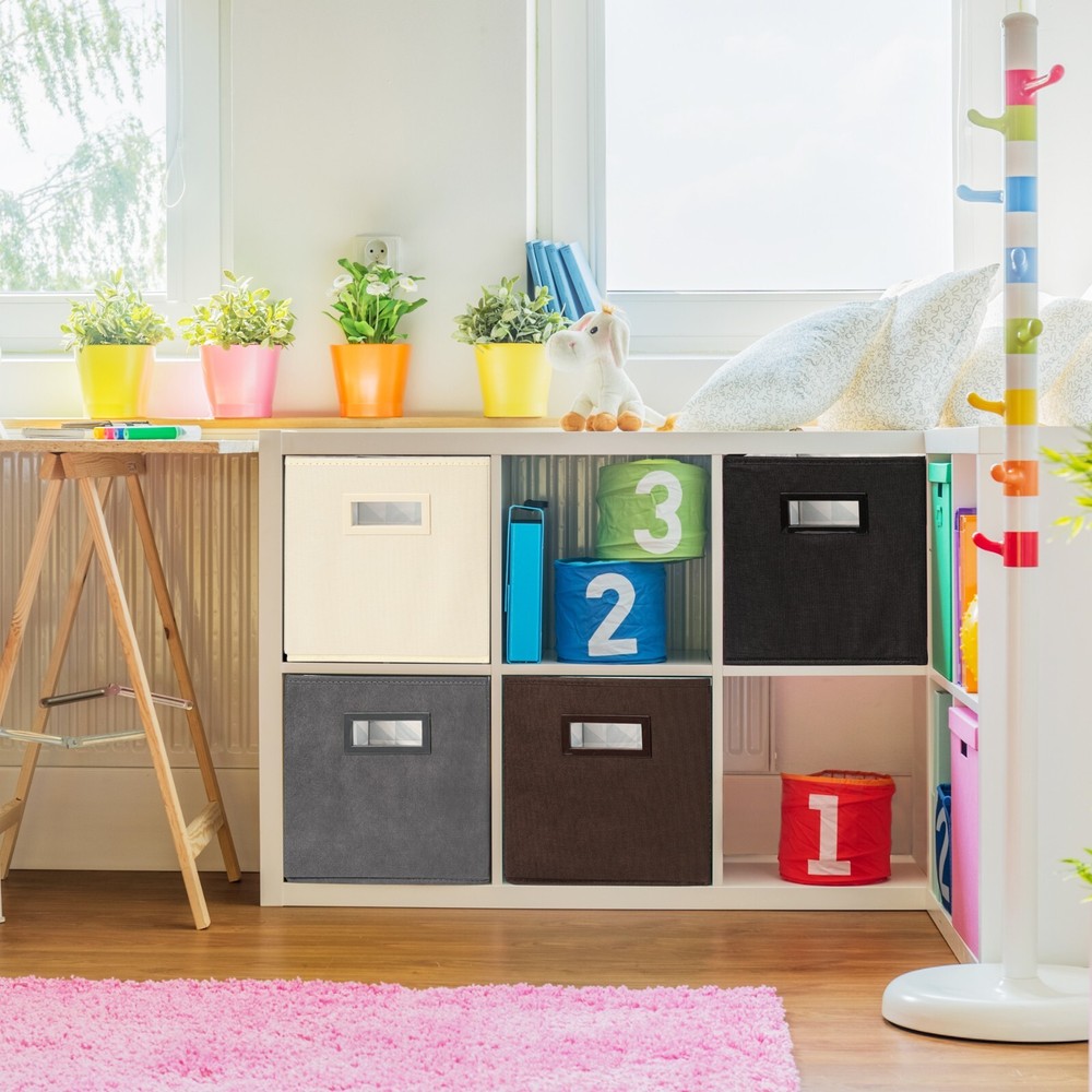 Superio Fabric Organizing Bin, 11" Black Fabric Cube 1-Pack