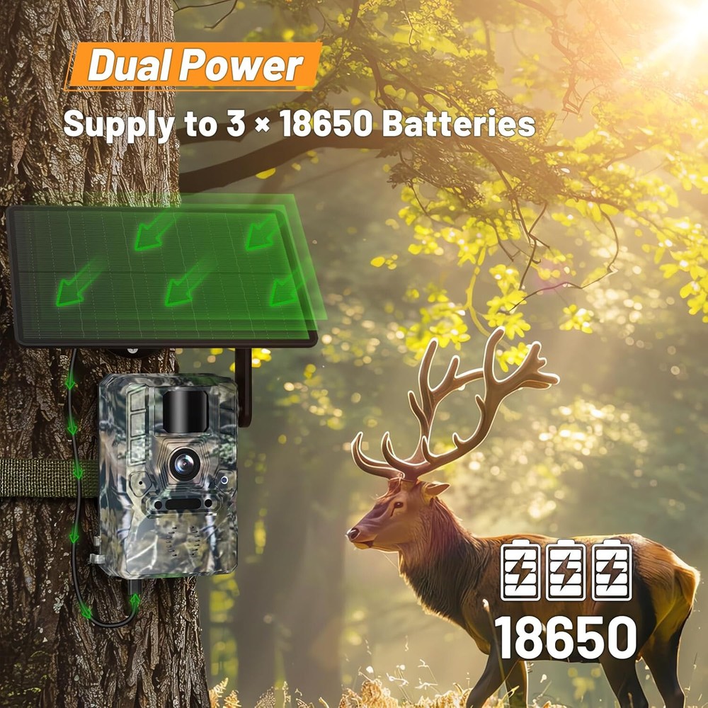 Live Streaming 4g Trail Camera w/Solar panel, EiotSims, 64gb sd, LIon Batteries