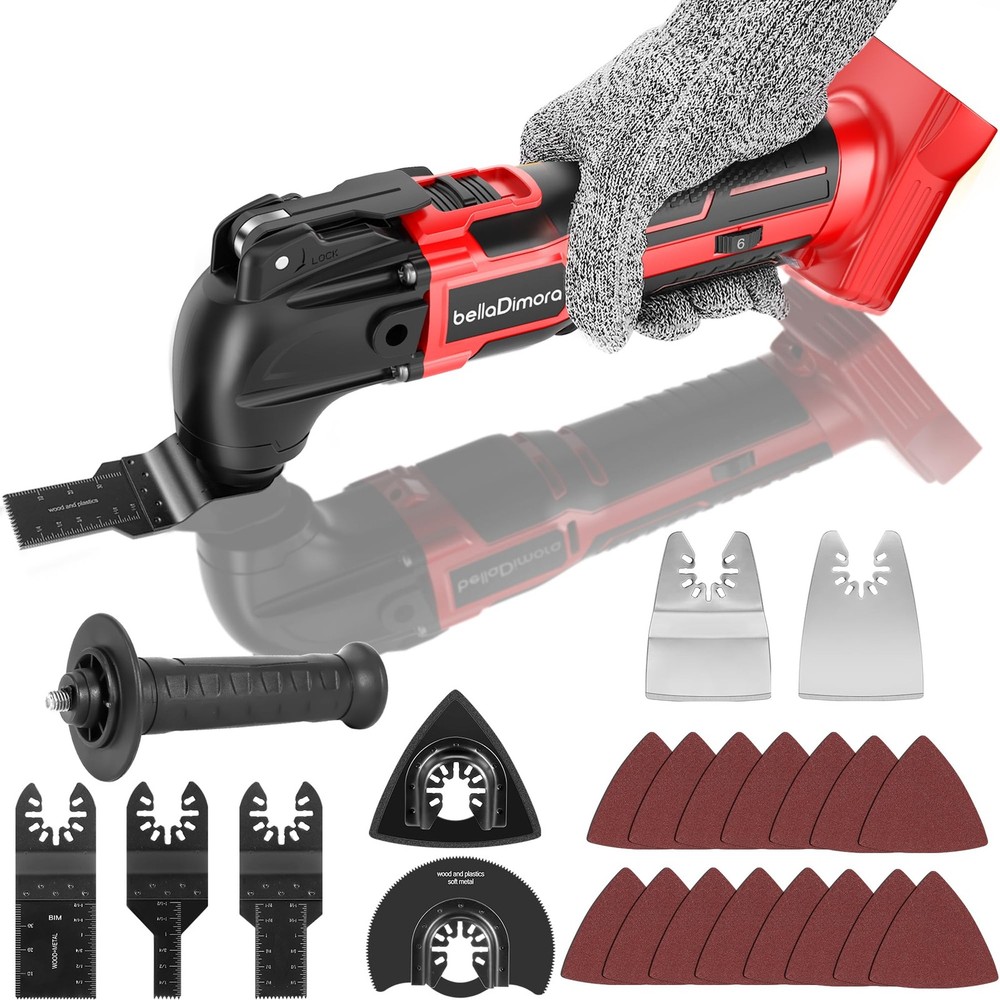 Cordless Oscillating Multi Tool Compatible with Milwaukee 18V Red