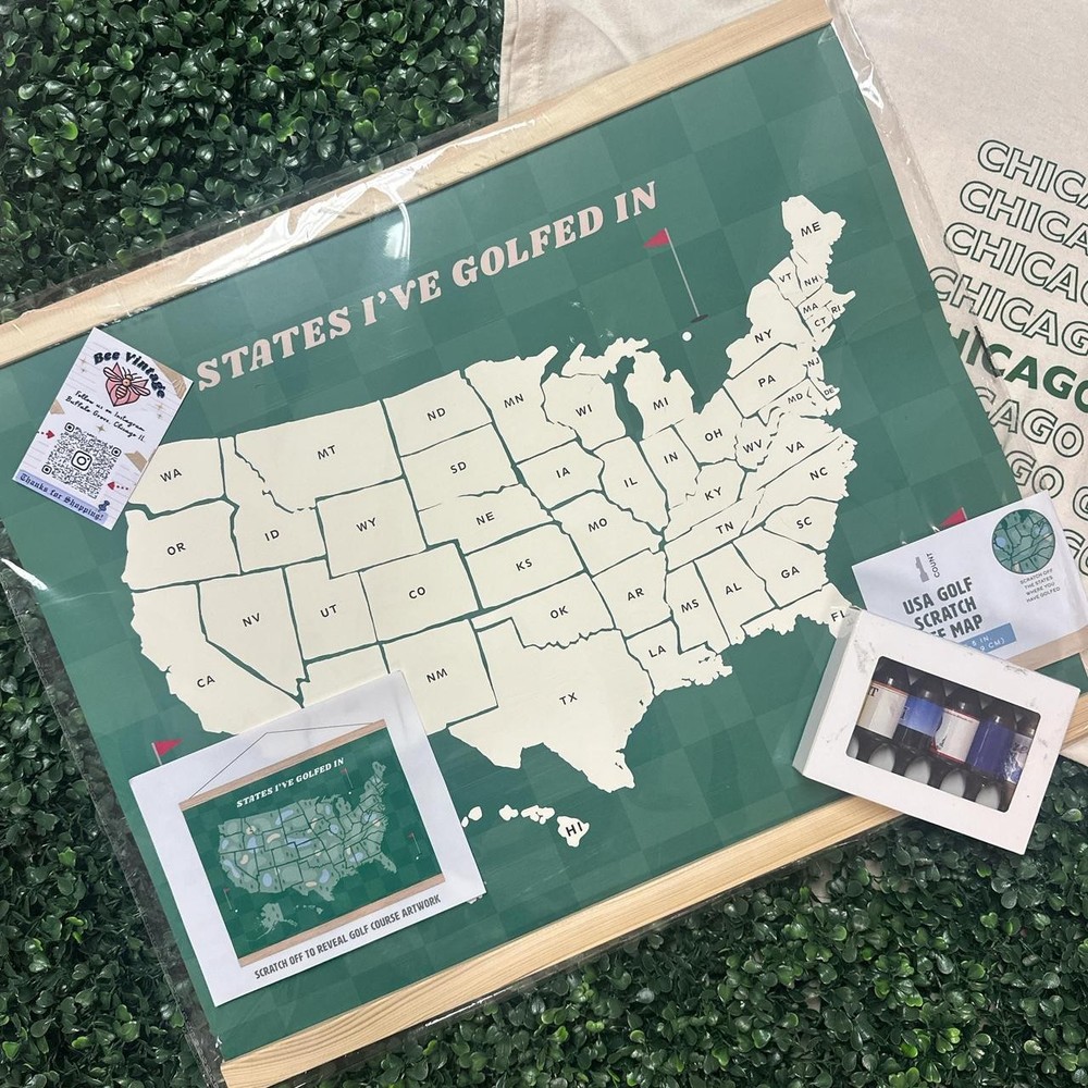 Golf Bundle! Cream Size Med Golf Tee, Beer Tee's and US Golf Scratch Off Map