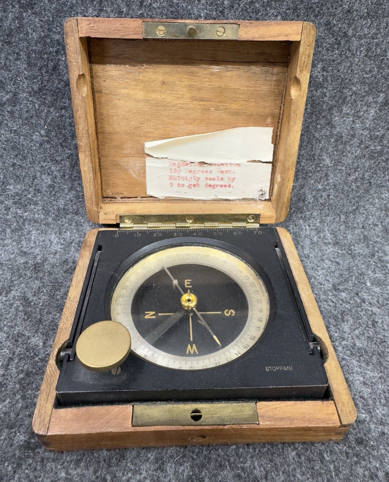Antique Stoppani Engineering / Transit Compass in Wood Box