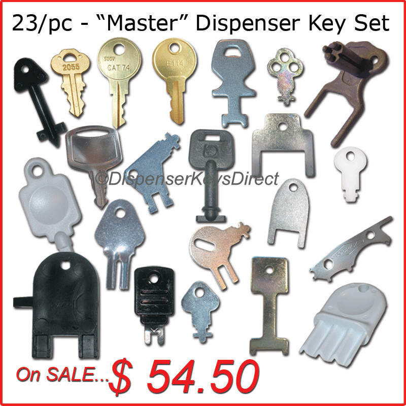Master Set of all Dispenser Keys for Hand Towel, Toilet Tissue & Soap Dispensers