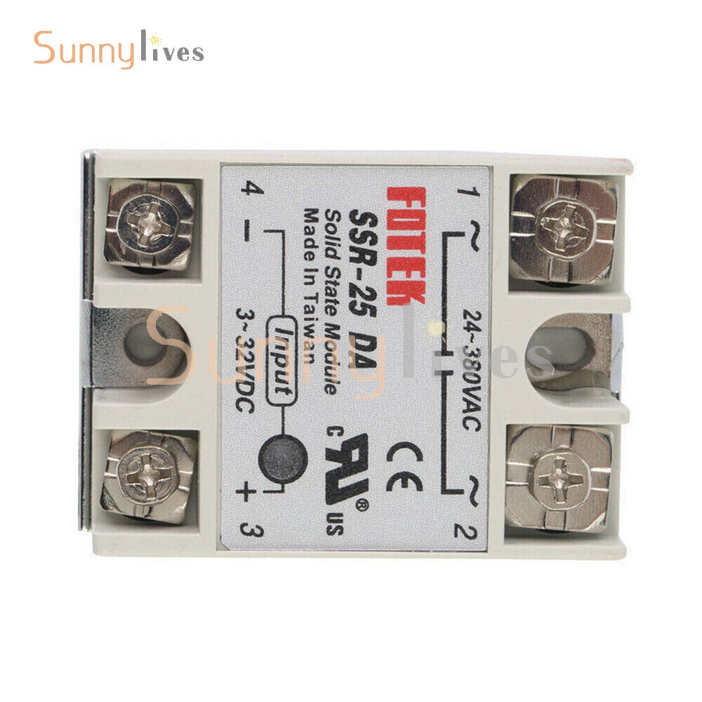 1-10PCS SSR-25DA Solid State Relay Module 25A DC 3V-32V Input AC 24V-380V Output