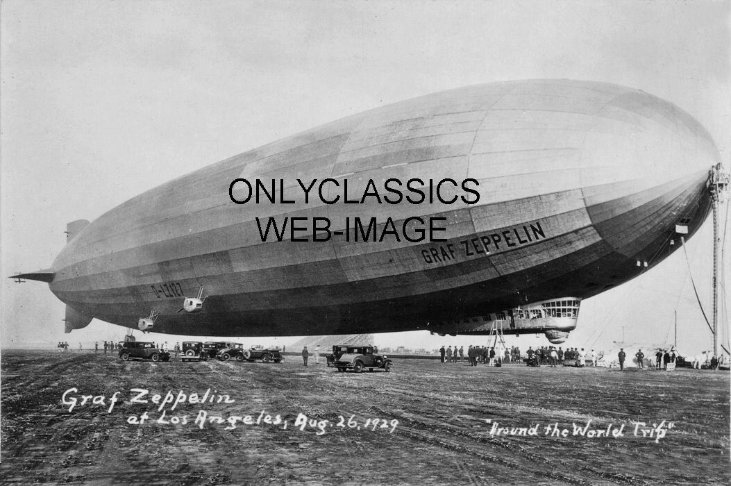 1929 GRAF ZEPPELIN AIRSHIP AROUND THE WORLD FLIGHT 8x12 PHOTO LOS ANGELES CALIF.
