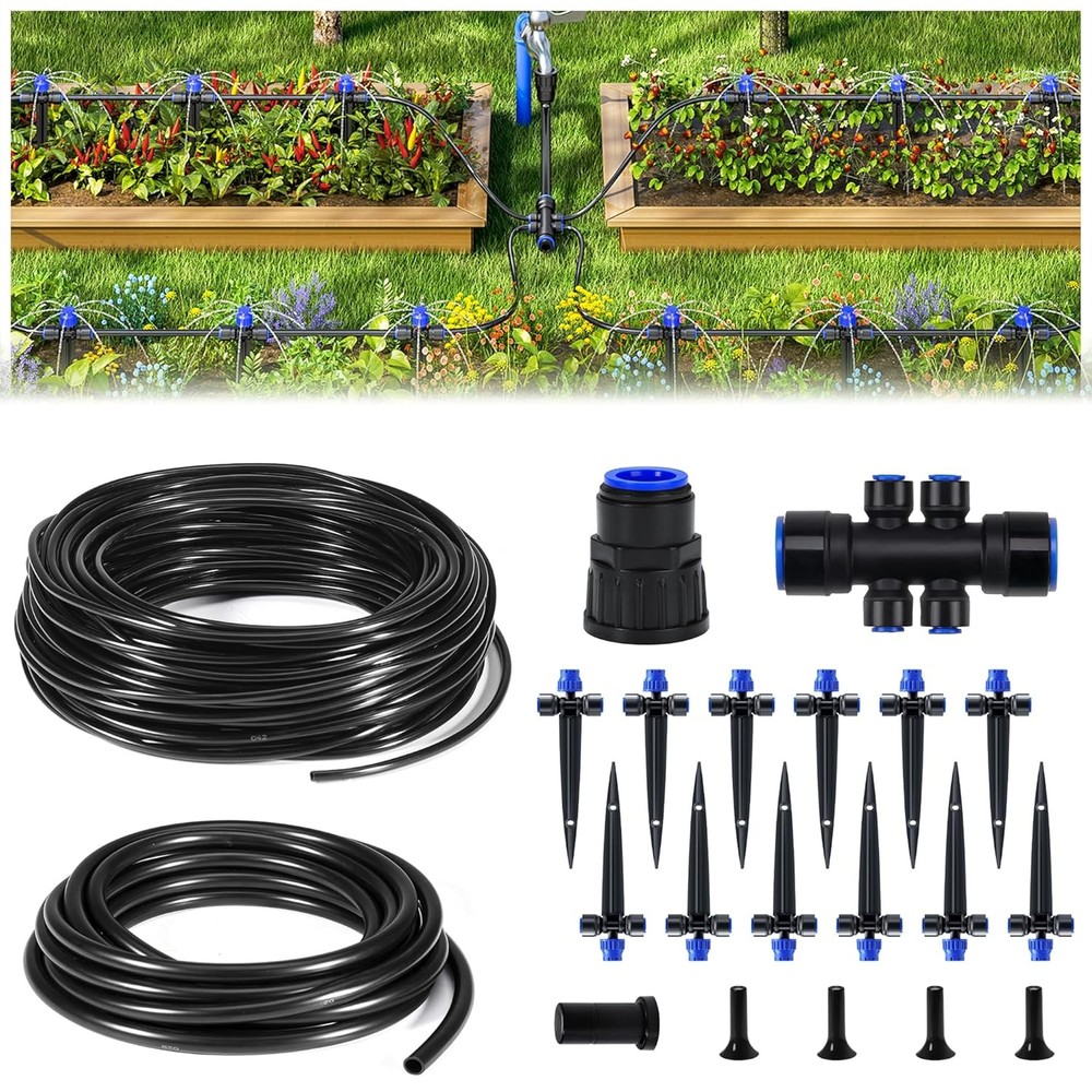 HIRALIY 50FT Drip Irrigation Kit Quick Connector Automatic Watering System
