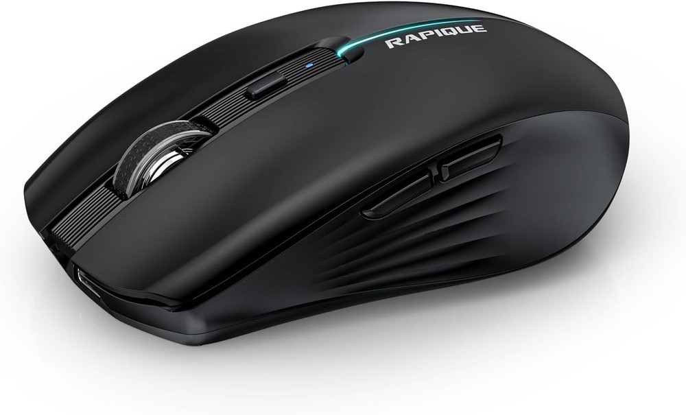 RAPIQUE Bluetooth Wireless Mouse - (BT1/BT2+USB) Tri-Mode High Black