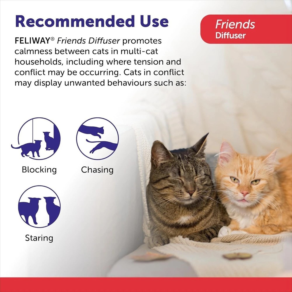 FELIWAY Friends Diffuser Refill Cat Calming Pheromones 48ml Lasts 30 Days *3