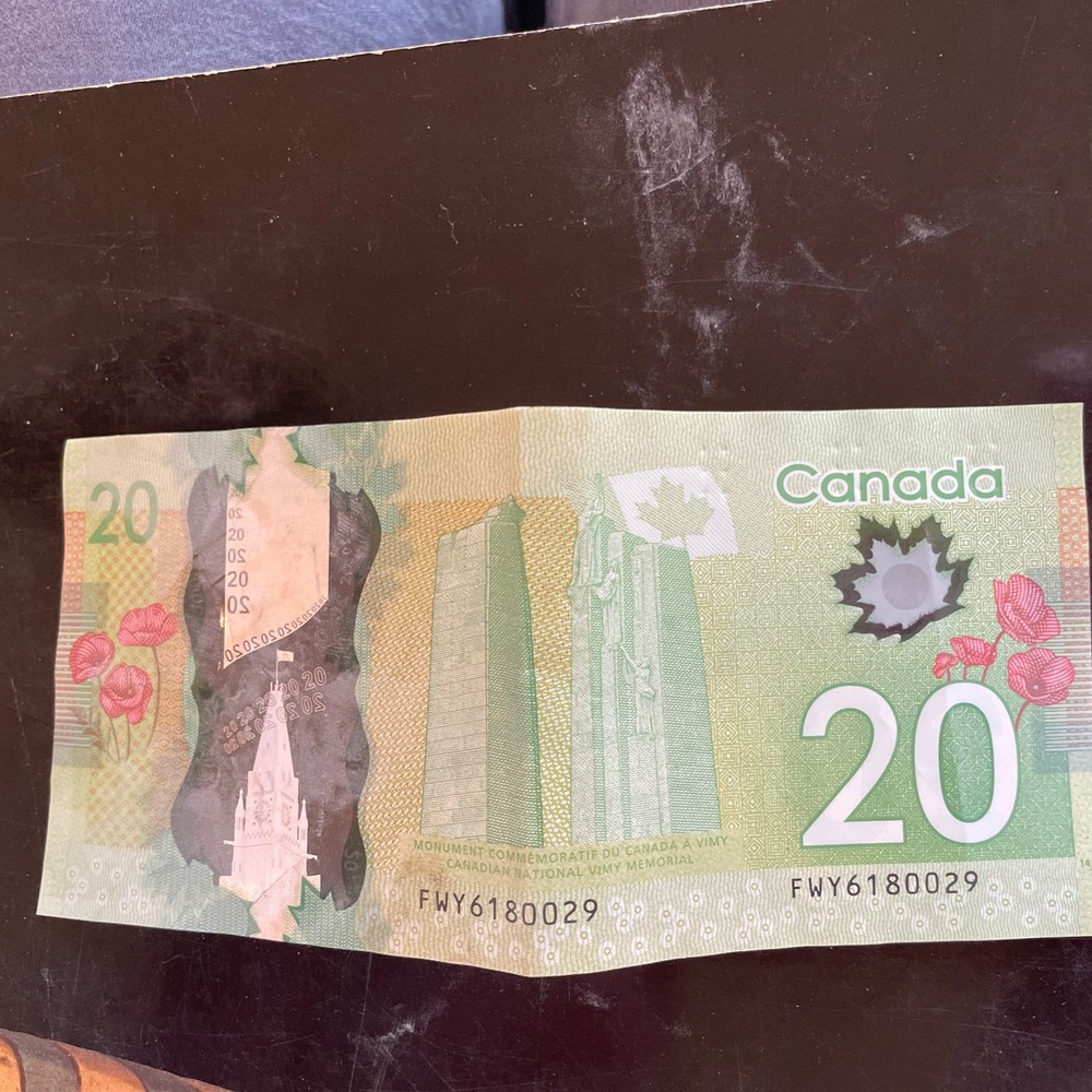 20 DOLLARS CANADA crisp with folds