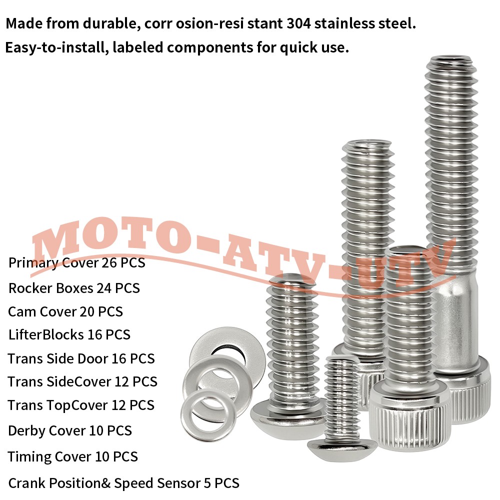 Stainless Steel Engine Bolt Screw Kit Set For Harley Touring Road King 2007-2016