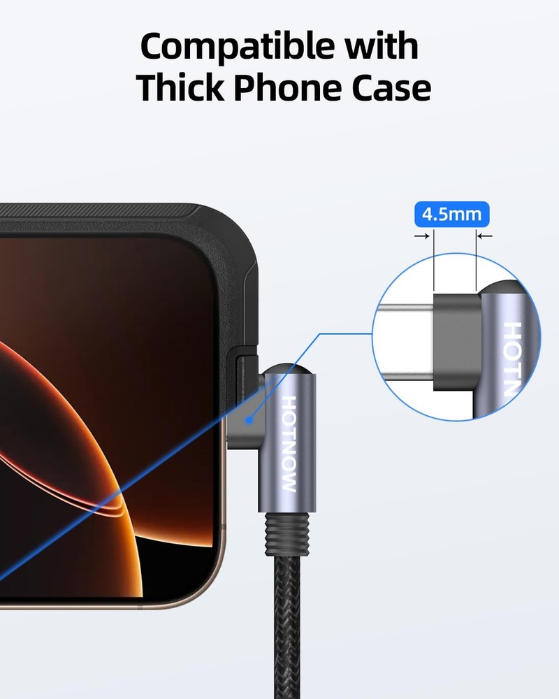 HOTNOW Right Angle USB C to C Cable 0.5FT 0.5FT, Black(Both Angle)