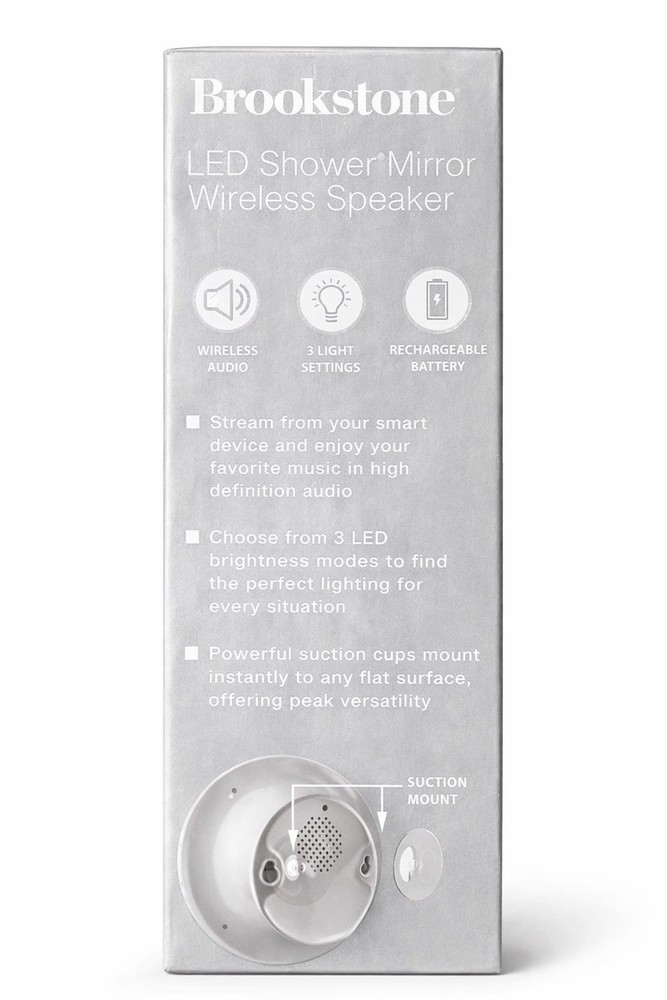 Waterproof Bluetooth Speaker Shower Mirror LED Brookstone