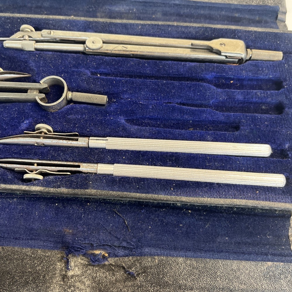 Vintage Friedmann Drafting Set – Made in Czechoslovakia – Partial Set with Case