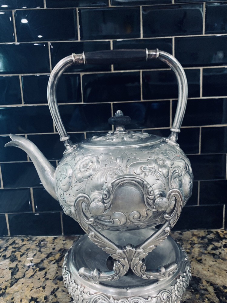 Antique Victorian Plated kettle w/ stand ( w/o Burner) by E. G. Webster & son