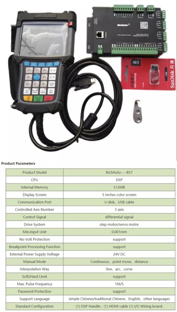 RichAuto B57E 3 Axis Controller ATC Motion DSP USB CNC Controller Support